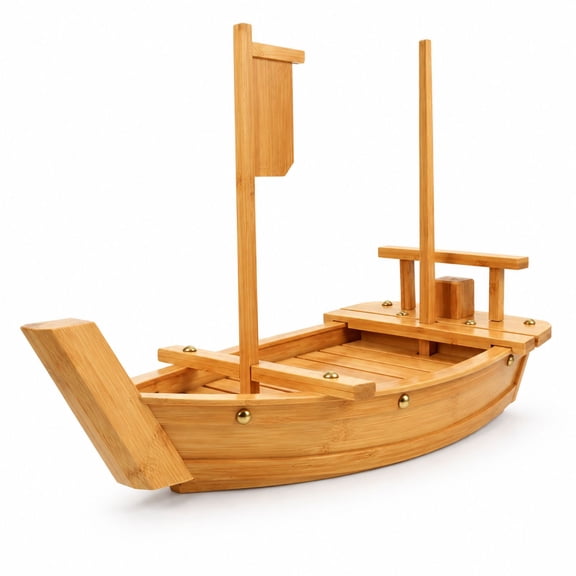Sushi Boat Serving Tray, 24 Inch, Brown Natural Bamboo Wood, for Sashimi and Appetizers, Restaurant or Home Use