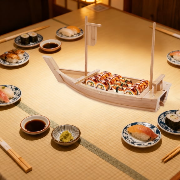 Sushi Boat Serving Tray, Large Size Boat-Shaped Sushi Serving Tray, for Sashimi Board Seafood Party, Great for Sushi Restaurant or Home