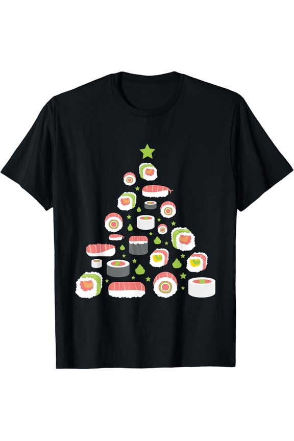 Sushi Christmas Tree Pajama Cool Japanese Food X-Mas T-Shirt