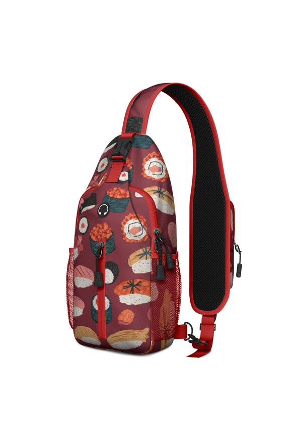 Sushi Crossbody Sling Bag for Women Men Travel Sling Bag Backpack Purse for Traveling Office Small Travel Backpack Trendy Sling Backpack