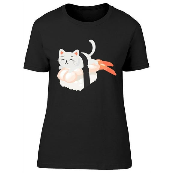 Sushi Cute Cat T-Shirt Women -Image by Shutterstock Women T-Shirt, Female XX-Large