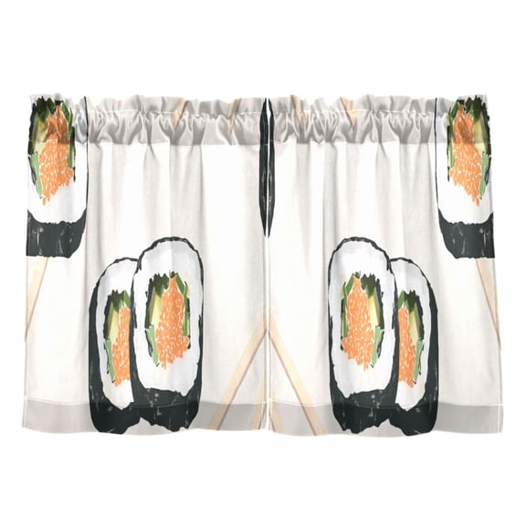 Sushi Delights Kitchen Curtains Tier Set 27x24 Inch 2 Panels Semi Sheer Light Filtering Privacy UV Protection