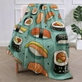 thumbnail image 1 of Sushi Delights Pattern Blanket Gifts for Women Girls Adults Kids Soft Warm Lightweight Cozy Colorful Japanese Food Flannel Throw Blankets for Bed Sofa Home Travel Decor 80"x60", 1 of 5