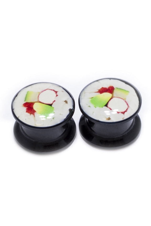 Sushi Design Acrylic Ear Plugs Tunnels Screw Fit - 2 Gauge to 9/16