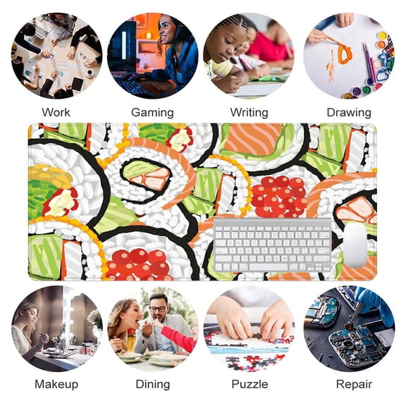 Sushi Design Mouse Pad 31.5 x 11.82 Inches Rubber Desk Mat for Office and Gaming
