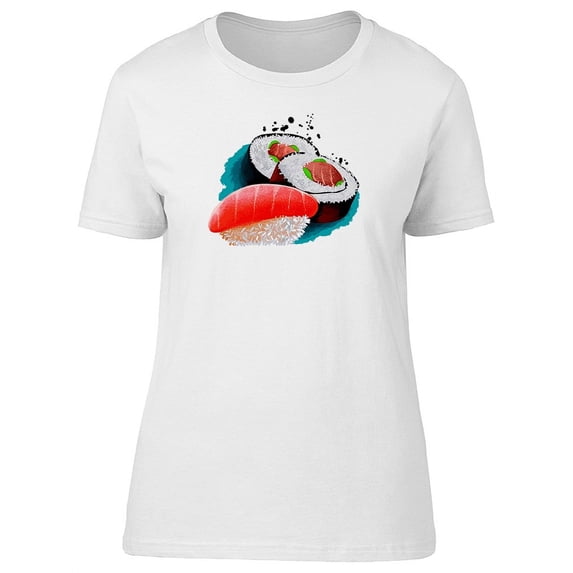 Sushi Doodle Food Lovers T-Shirt Women -Image by Shutterstock, Female XX-Large