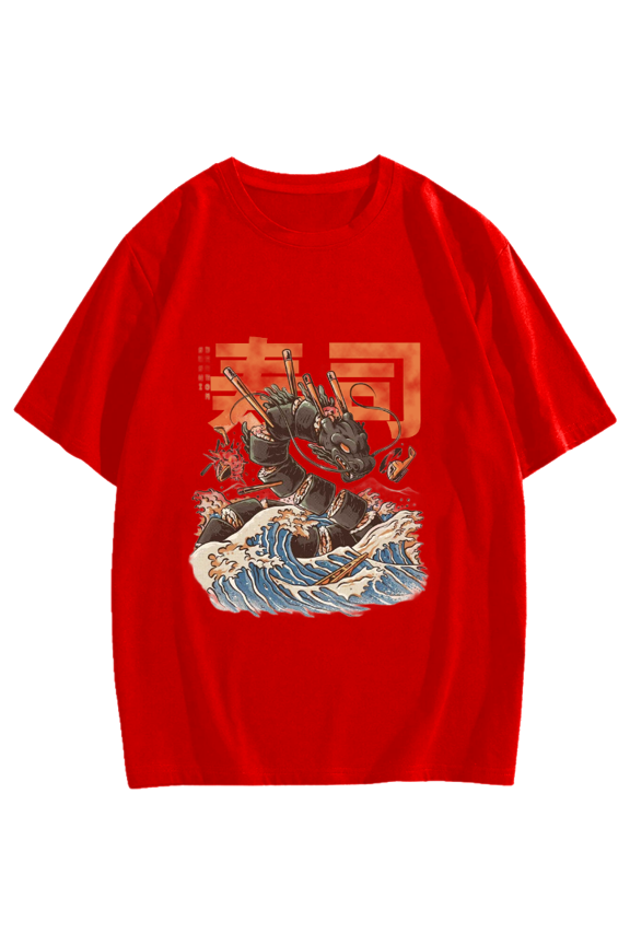 Sushi Dragon Monster Cotton casual T-shirt