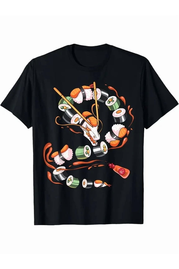 Sushi Dragon Roll Graphic Tee Japanese Food Lover Unisex T-Shirt, up to size 5XL
