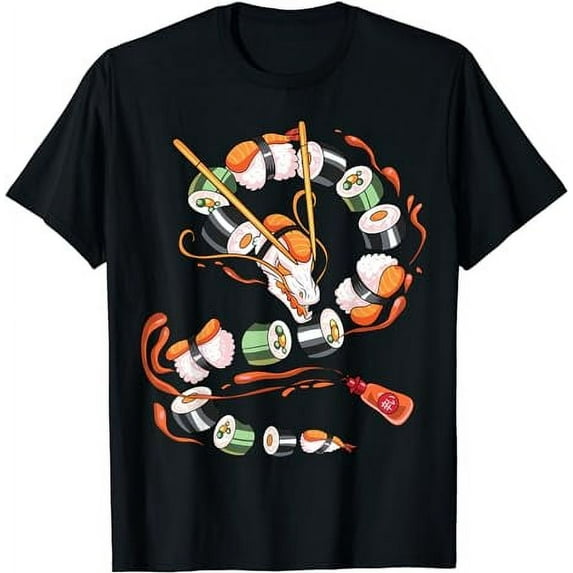 Sushi Dragon Roll Japanese Food Kawaii Dragon Anime Sushi T-Shirt