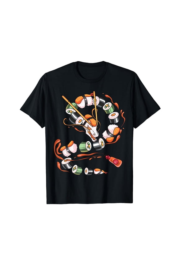 Sushi Dragon Roll Japanese Food Kawaii Dragon Anime Sushi T-Shirt