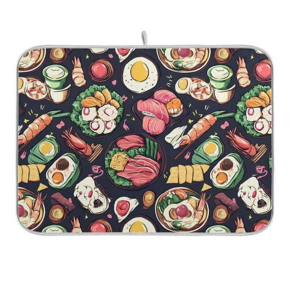 Sushi Egg Shrimp Fish Dish Drying Mat 18x24 Absorbent Microfiber Draining Rack Pad for Kitchen Counter Sink