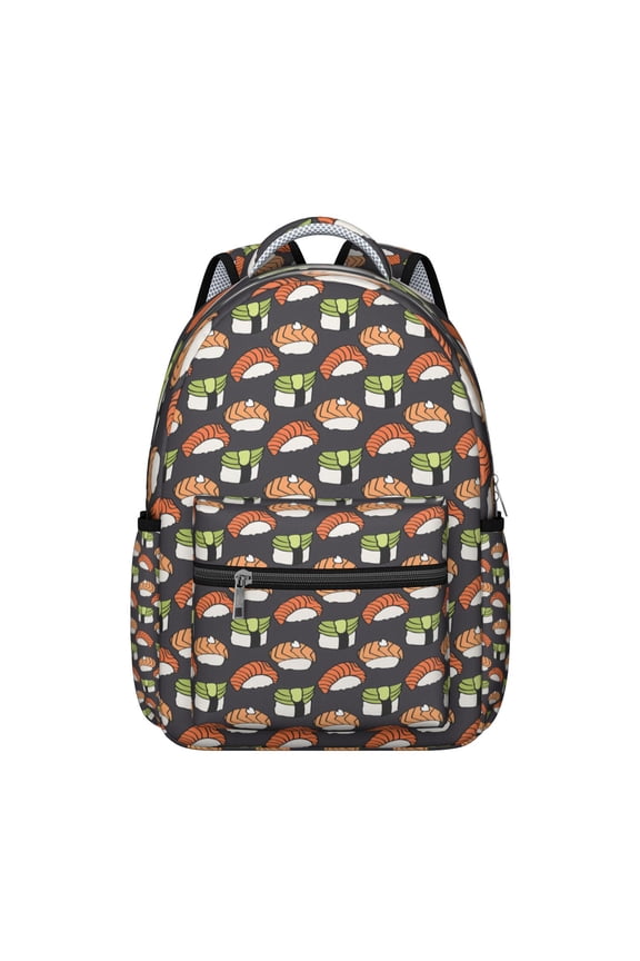 Sushi Graphic College Backpack - Trendy & Roomy Bookbag for Students & Professionals, Padded Shoulder Straps, Great for Daily Essentials