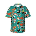 thumbnail image 1 of Sushi Hawaiian Shirts For Men, Summer Short-Sleeve Relaxed-Fit Button-Down Shirts Xx-Large, 1 of 9