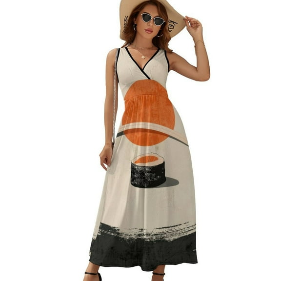 Sushi House 2 Womens Night Club Maxi Dress V Neck Sleeveless Bohemia Long Dresses