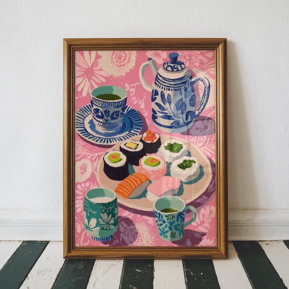 Sushi , Japanese Food Wall Art, Kitchen Decor , Sushi Roll , Modern Dining Room , Sushi Wall Art Unframed Paper Print