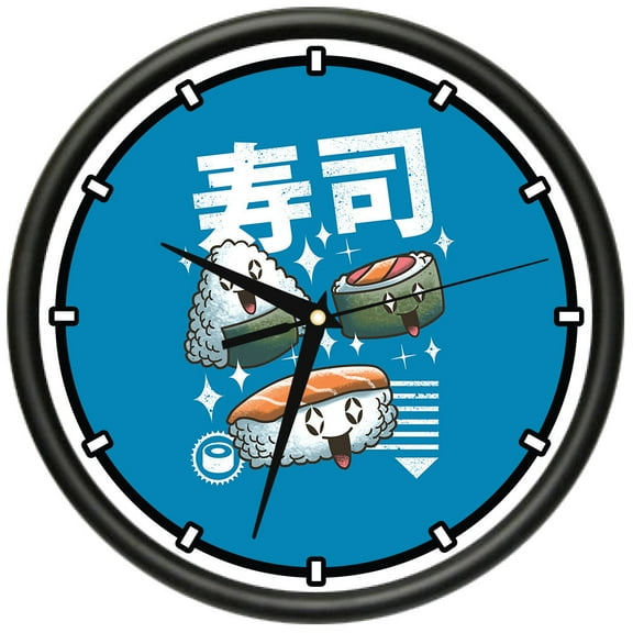 Sushi Kawaii Design Wall Clock | Precision Quartz Movement | Décor For School Class Office Bedroom Decoration