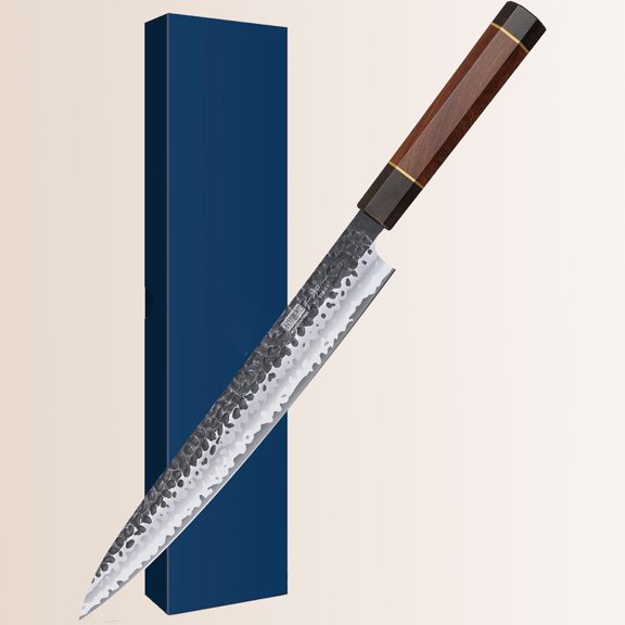 Sushi Knife Japanese Sashimi Knives 10 Inch, Hand Forged High Carbon Steel Yanagiba Knife, Kitchen Chef Knives for Cutting Sushi & Sashimi, Fish Filleting