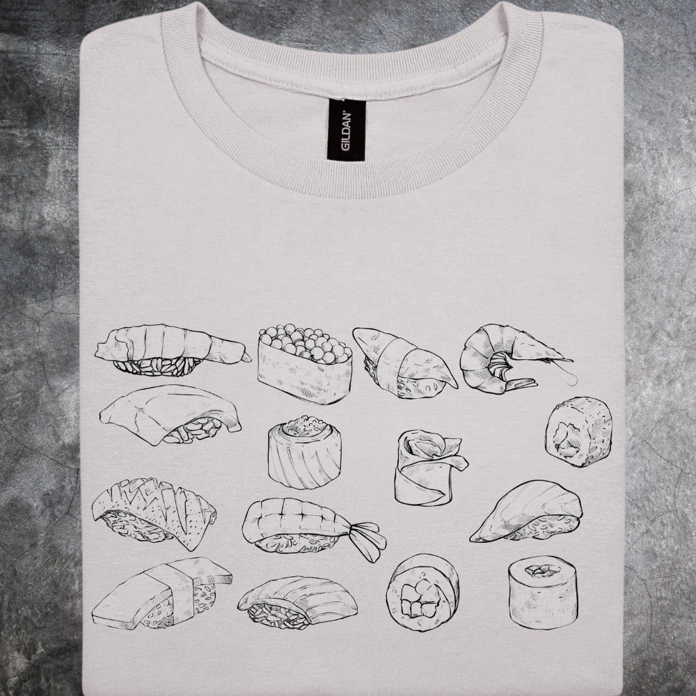 Sushi Line Drawing Japanese Food Minimal Gray Classic Retro Quote ...