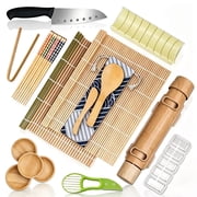 Sushi Making Kit, 23 in 1 Bamboo Sushi Maker Bazooka Sushi Roller Kit with Mat, Sushi Knife, Tweezers, Chopsticks and Holder, Mold, Dishes, Spreader Knife, Avocado Slicer, Bag