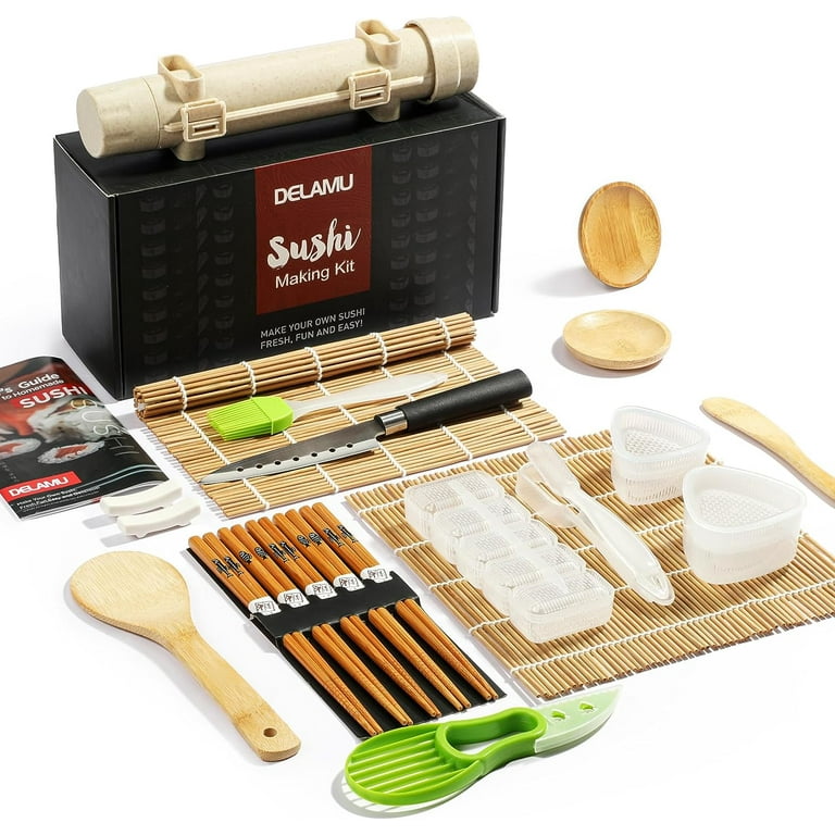 Sushi Making Kit, Delamu Upgrade 22 in 1 Sushi Maker Bazooker Roller Kit  with Bamboo Mats