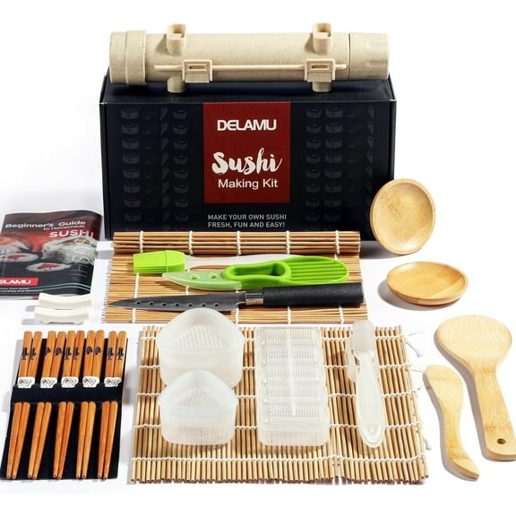 Sushi Making Kit, LazySpin 22 in 1 Sushi Maker Bazooker Roller Tools with Bamboo Mats