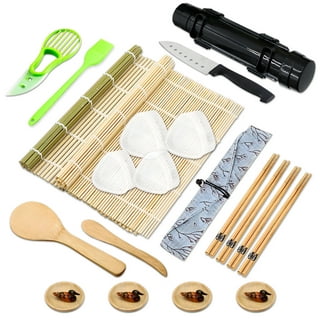 Grandest Birch 2Pcs Bamboo Japanese Sushi Rolling Mat Rice Paddle Maker  Tool Kitchen DIY Kit Portable Durable Easy to Clean Sushi 