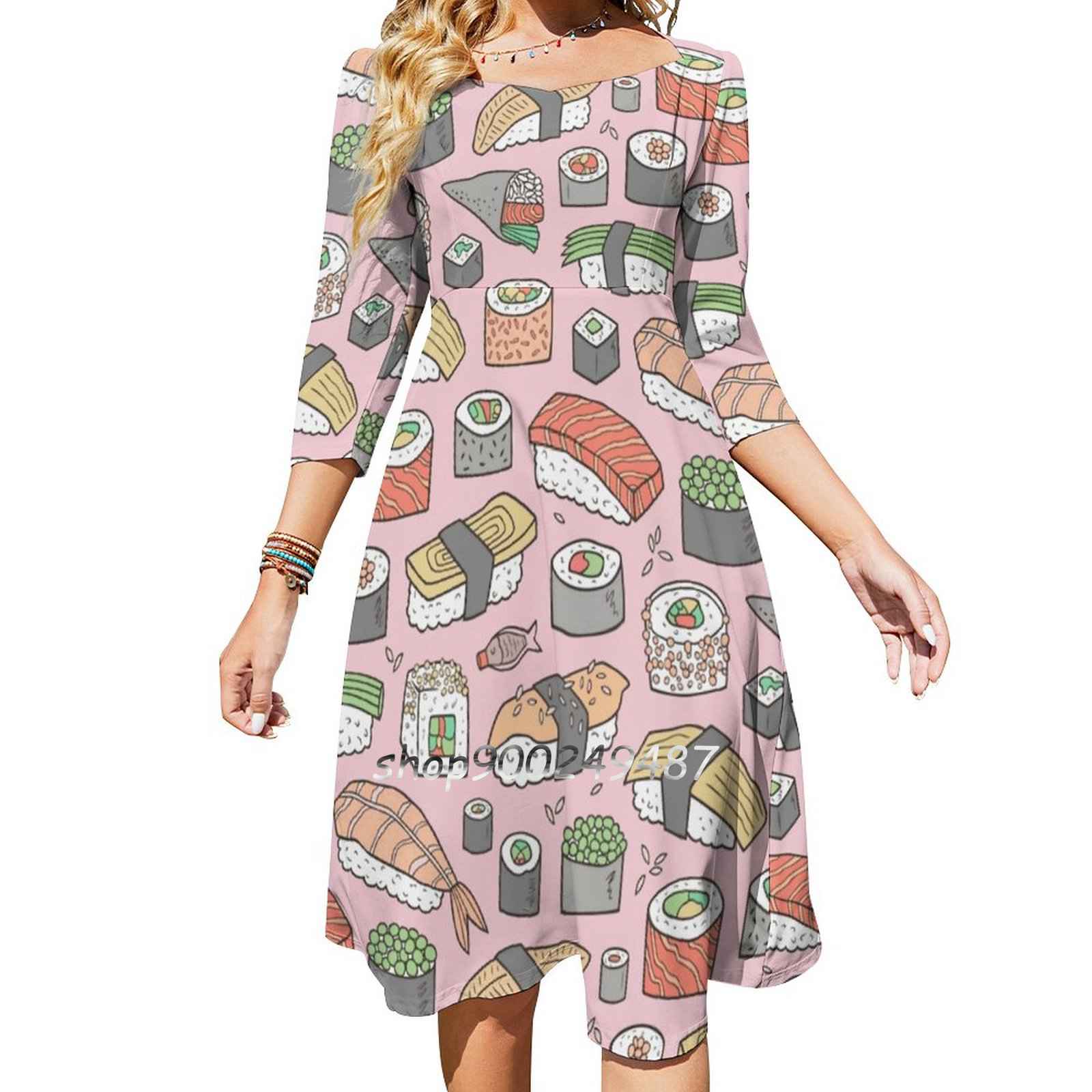 Kawaii Sushi Pattern Print Dress