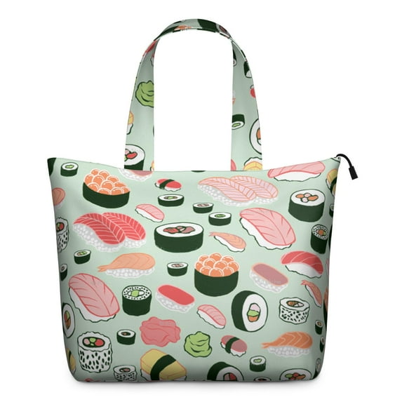 Sushi Party Time Weekender Bag with Kawaii Sushi Roll Artwork Lightweight Travel Tote Bag with Large Capacity, Ideal for Travel, Gym, Sushi Lovers