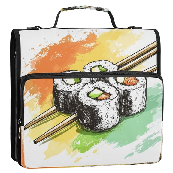 Sushi Pattern Stripes Lines Zipper Binder Bag 3 Ring Binder Bag,Large Capacity Durable Binder Organizer Bag