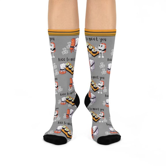 Sushi "Rice To Meet You" Socks Unisex | Mid-Calf 1 Pair 1 Size Atlas Wanderlust