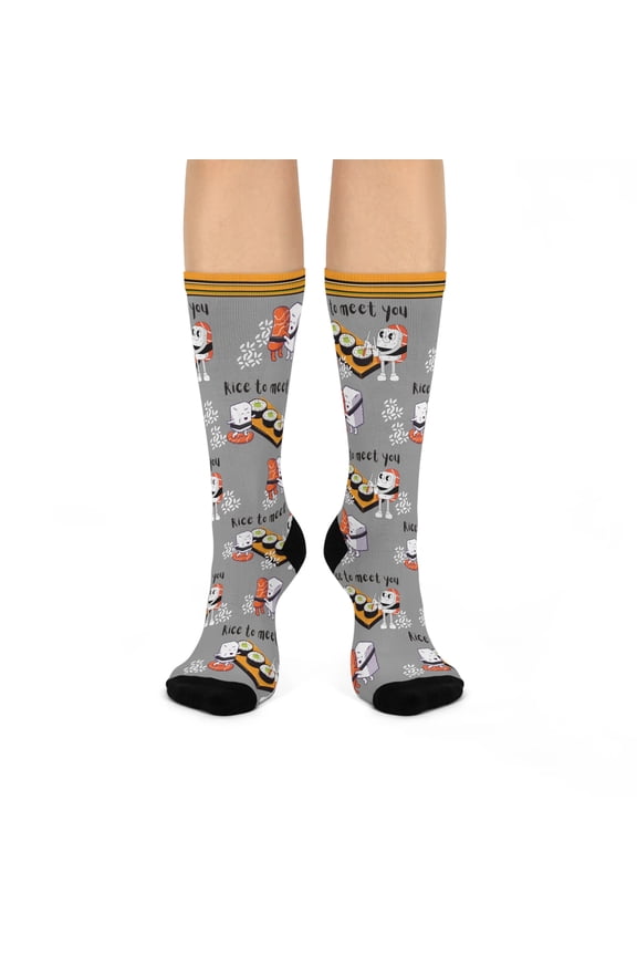 Sushi "Rice To Meet You" Socks Unisex | Mid-Calf 1 Pair 1 Size Atlas Wanderlust