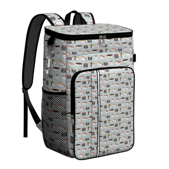 Sushi Roll Cooler Backpack - Insulated Leakproof Lunch Bag for Camping, Beach, Travel, 20L Capacity, Keeps Food Cold 20 Hours