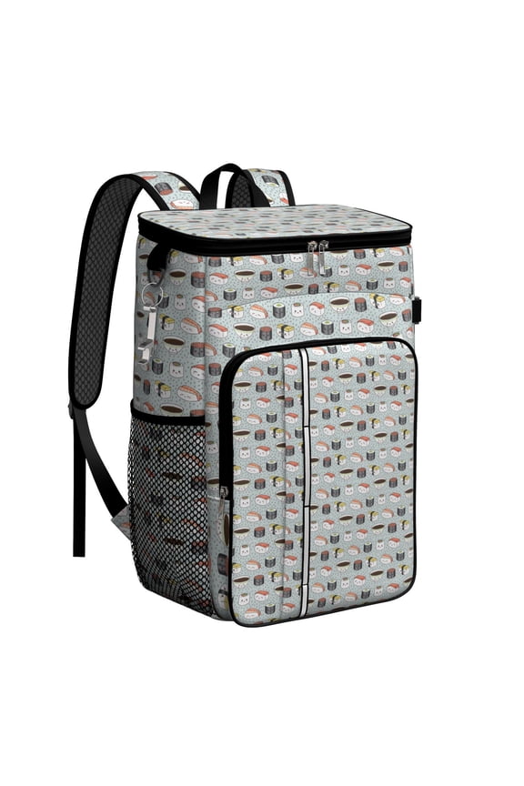 Sushi Roll Cooler Backpack - Insulated Leakproof Lunch Bag for Camping, Beach, Travel, 20L Capacity, Keeps Food Cold 20 Hours