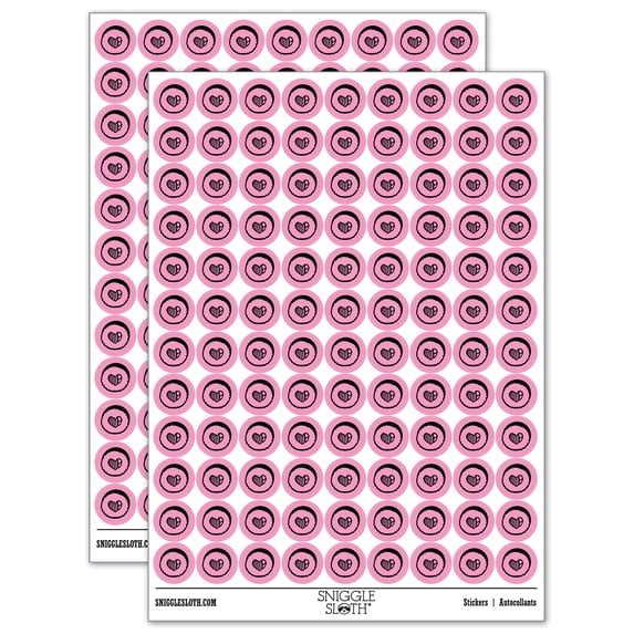 Sushi Roll Heart Center 200+ Round Stickers - Light Pink - Gloss Finish - 0.50" Size