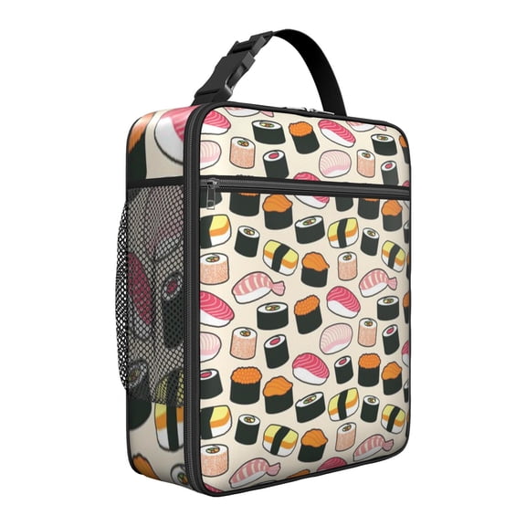 Sushi Roll Lunch Bag – Japanese Food Kawaii Sushi Party Cartoon Rice Fish Avocado Foodie Sushi Lover Sushi Time Life is Better with Sushi Insulated Thermal Tote Portable Leakproof