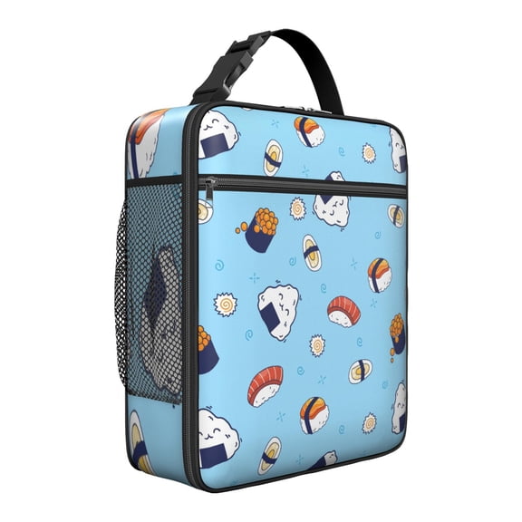 Sushi Roll Lunch Bag – Japanese Food Kawaii Sushi Party Cartoon Rice Fish Avocado Foodie Sushi Lover Sushi Time Life is Better with Sushi Insulated Thermal Tote Portable Leakproof