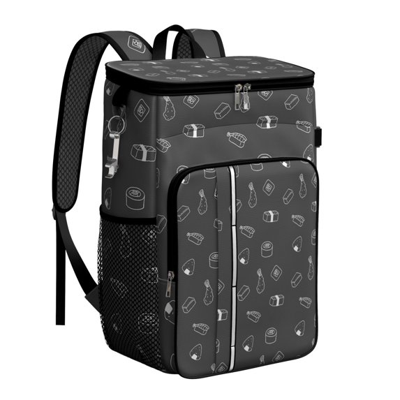 Sushi Roll Print Cooler Backpack, Leakproof Insulated Bag for Japanese Cuisine Lovers and Travel Adventures