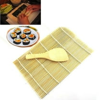 Sushi Rolling Mat and Rice Paddle Set | Makisu Bamboo Roller for Homemade Sushi | Non-Stick Surface | Mix Rice Easily | 24cm x 24cm | Japanese Cuisine Tool | 2 Piece Pack