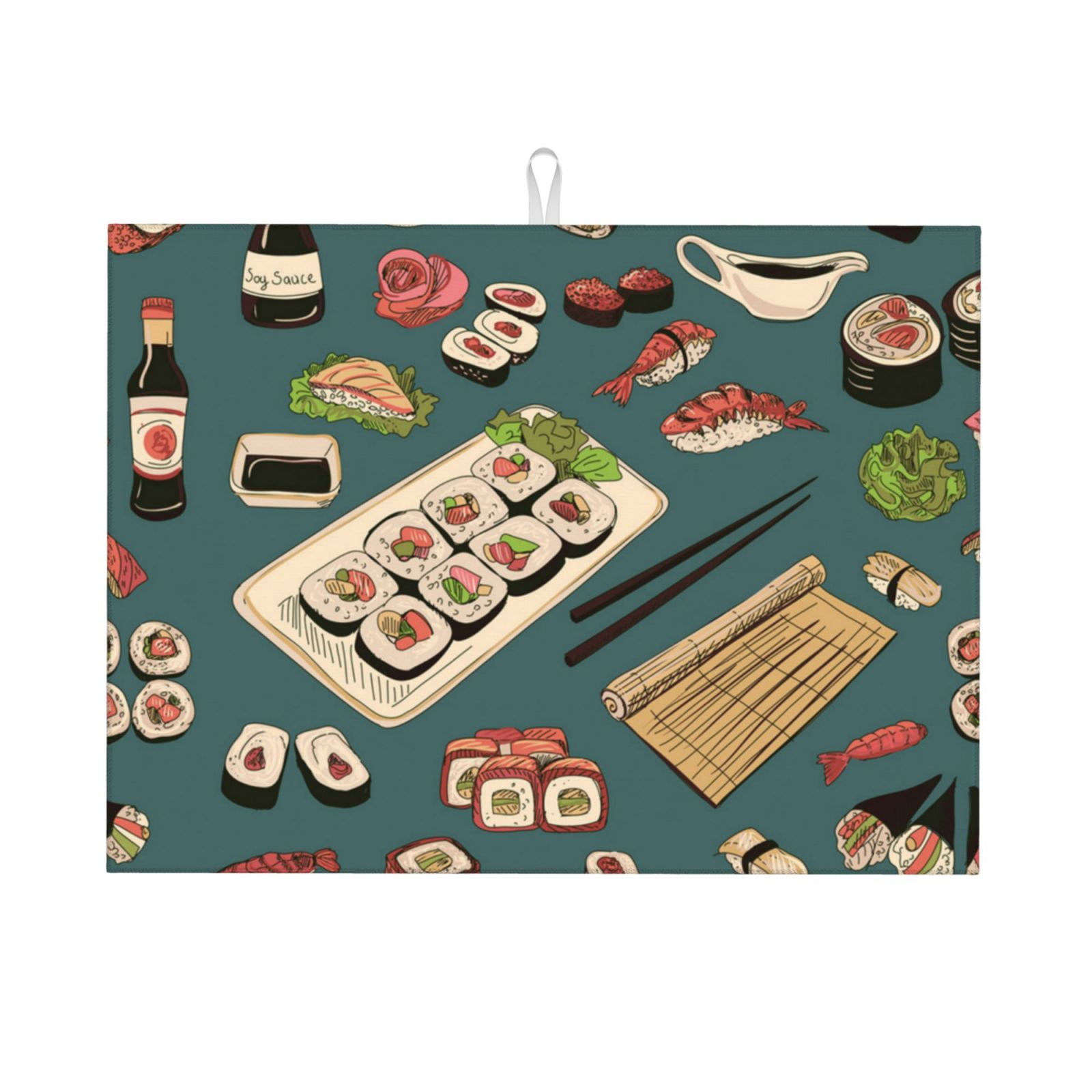 Sushi Rolls Japanese Food Japan Large Kitchen Drying Mat 18x24 Inch ...