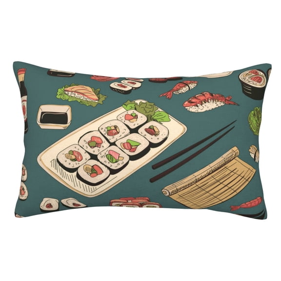 Sushi Rolls Japanese Food Japan Pillowcase 20x30 Rectangle Throw Pillow Case Cover Cushion with Hidden Zipper for Sofa Couch Car