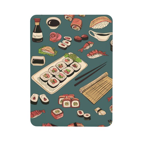 Sushi Rolls Japanese Food Japan Rectangular Refrigerator Magnet, Soft Magnetic Fridge Magnet for Home, Office, Locker Decor