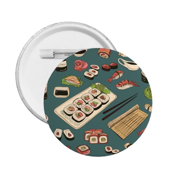 Sushi Rolls Japanese Food Japan Round Button Pin Badge 5PCS Pinback Buttons Lapel Pin for Jacket, Backpack, Hat, Party Favor, Gift