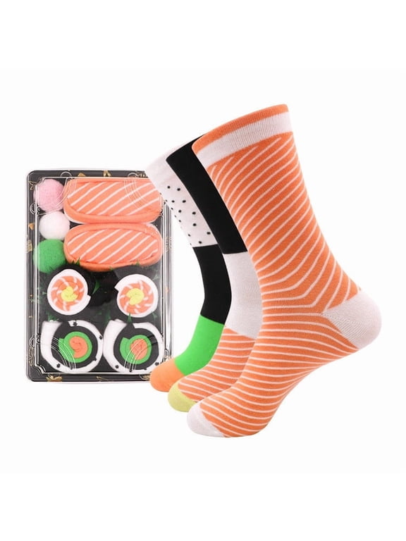 Sushi Salmon Socks Gift Box, Funny Food Socks for Men and Women, Cute Long Tube Socks for Spring Summer, Novelty Sushi Lover Gift, Unique Fashion Accessories