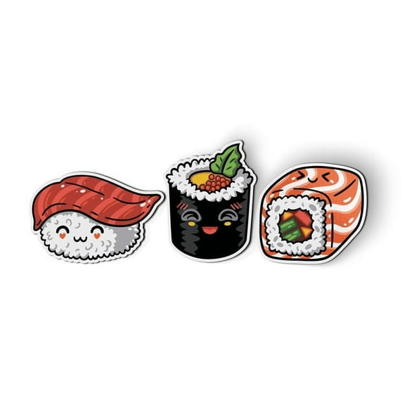 Sushi Set of 3 Cute - 3" each Magnets for Car Locker Refrigerator