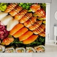 thumbnail image 1 of Sushi Shower Curtain Japanese Food Bath Curtain Salmon Bathroom Shower Curtain Set for Kids Toddler 3D Food Themed Kids Bathroom Accessories Realistic Food 72"x72", 1 of 6