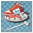 Sushi Sneaker Canvas Urban Art Prints by Notoriart, White Frame, 24" x