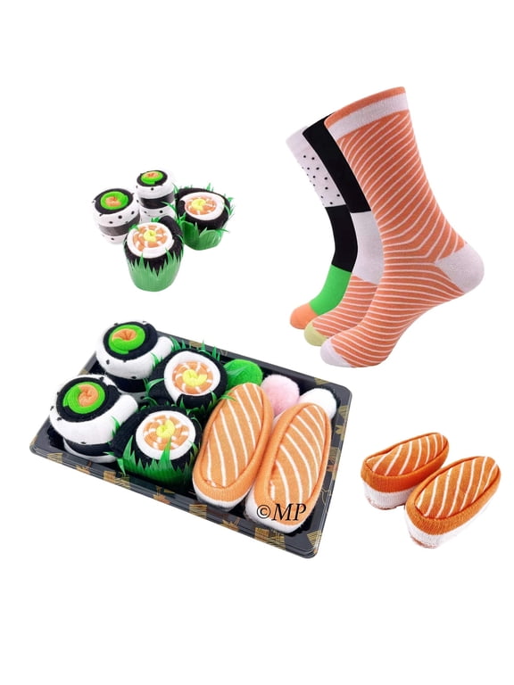 Sushi Socks 3 Pairs for Men and Women, Sushi Lovers Gift Box Set