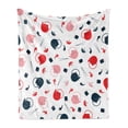 thumbnail image 1 of Sushi Soft Flannel Fleece Blanket, Japanese Teapot Salmon and Chopsticks Flat Design Irregular Alignment, Cozy Plush for Indoor and Outdoor Use, 60" x 80", Dark Blue Pink Vermilion, by Ambesonne, 1 of 5