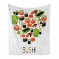 thumbnail image 1 of Sushi Soft Flannel Fleece Throw Blanket, Teapot Tobiko Roll Wasabi and Soy Sauce Arranged in Heart Shape Artwork, Cozy Plush for Indoor and Outdoor Use, 70" x 90", Multicolor, by Ambesonne, 1 of 6