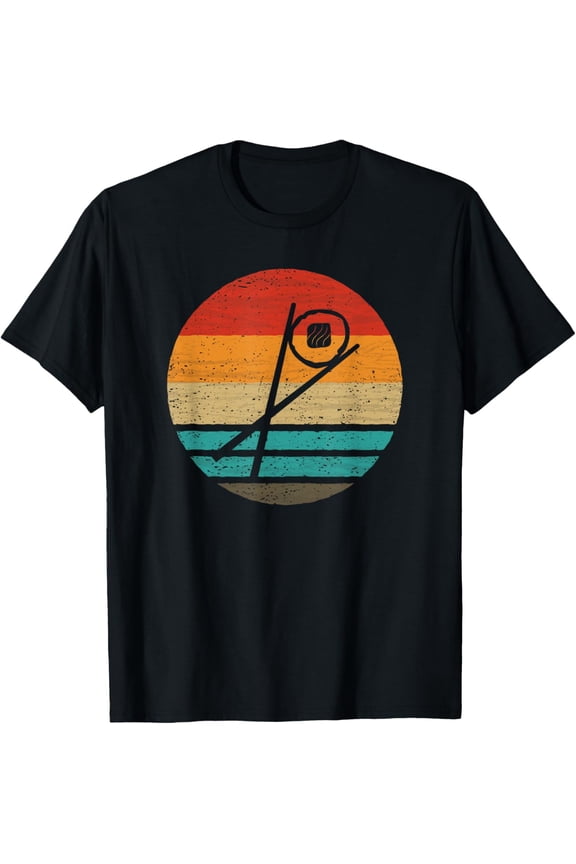 Sushi Sticks Sake Maki Retro Style Vintage T-Shirt men and women can wear, black, white, gifts